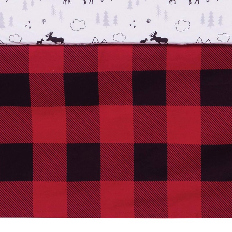 Trend Lab Lumberjack Moose 3 Piece Crib Bedding Set, Gender-Neutral Color Palette, Includes Quilt, Fitted Crib Sheet and Skirt - Image 5